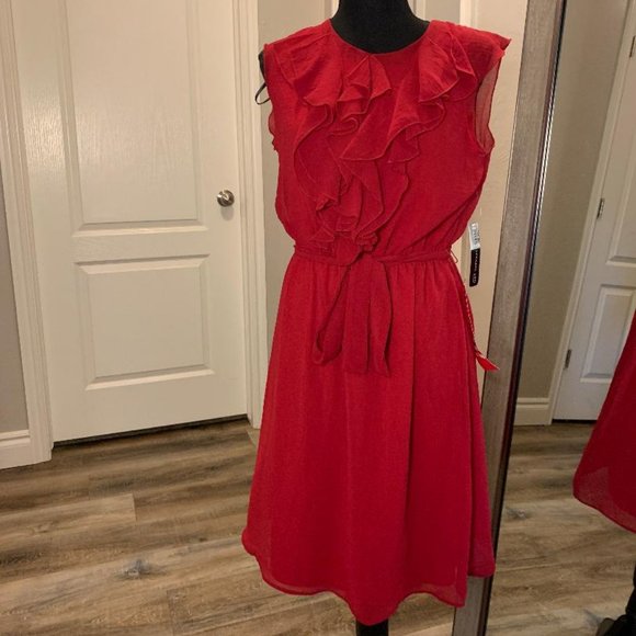 SOHO | Red Ruffle Tie Dress - Picture 1 of 9